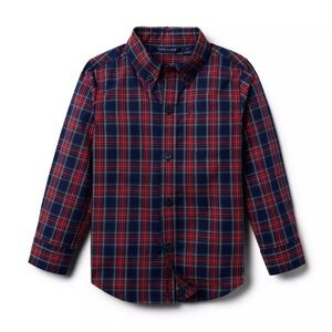 Janie and Jack Navy and Red Plaid Button Down Shirt